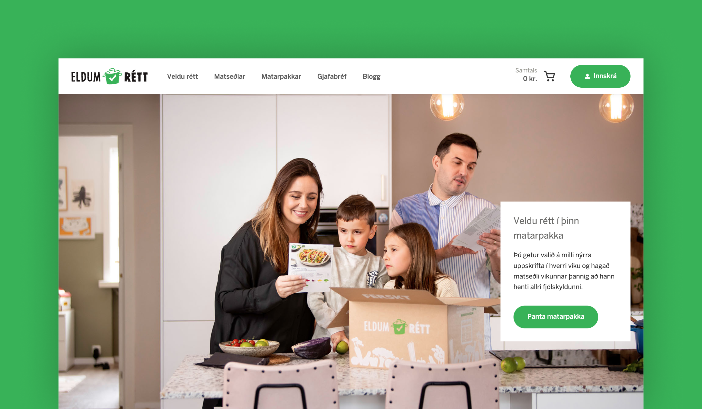 Eldum Rett page showing delivery box service