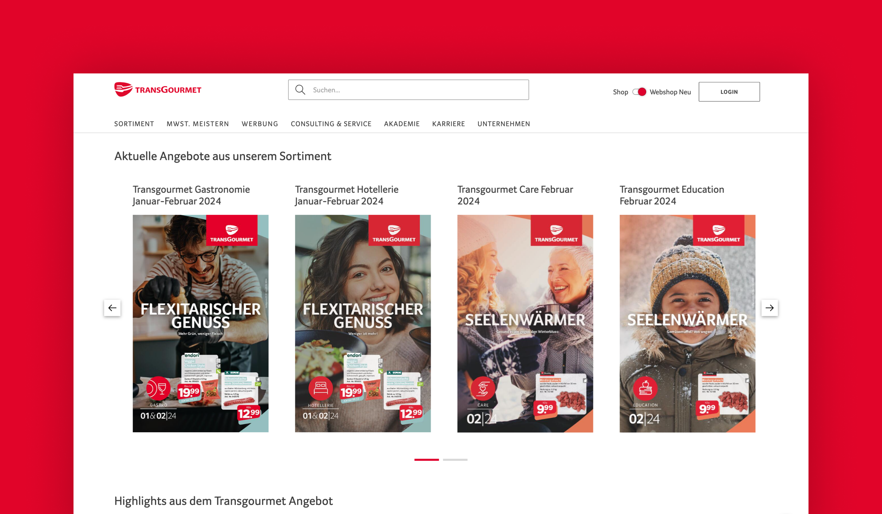 Screenshot of the retail magazine available on the Transgourmet website. 