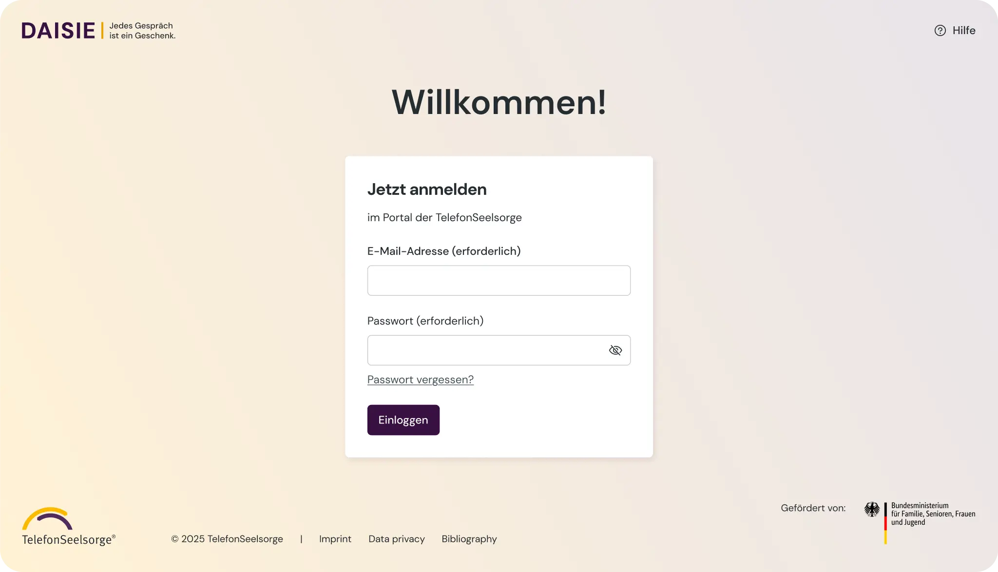 Screenshot of the intranet homepage of TelefonSeelsorge Germany.