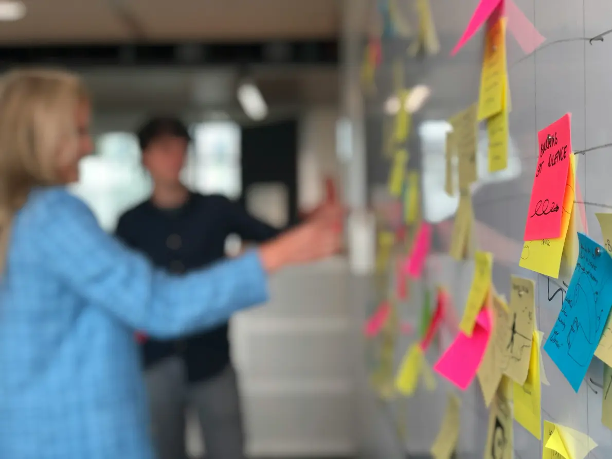 Workshop with post-it notes on the wall