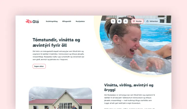 Screenshot of the Gló website.