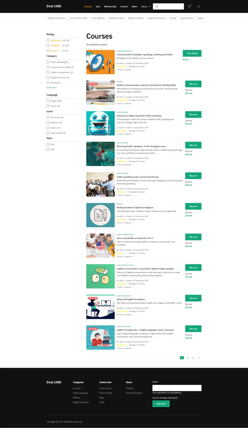 List courses