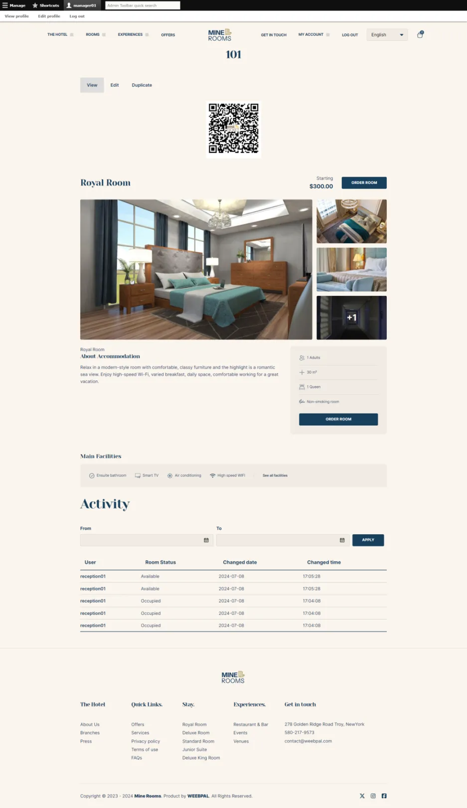 QR code & room detail