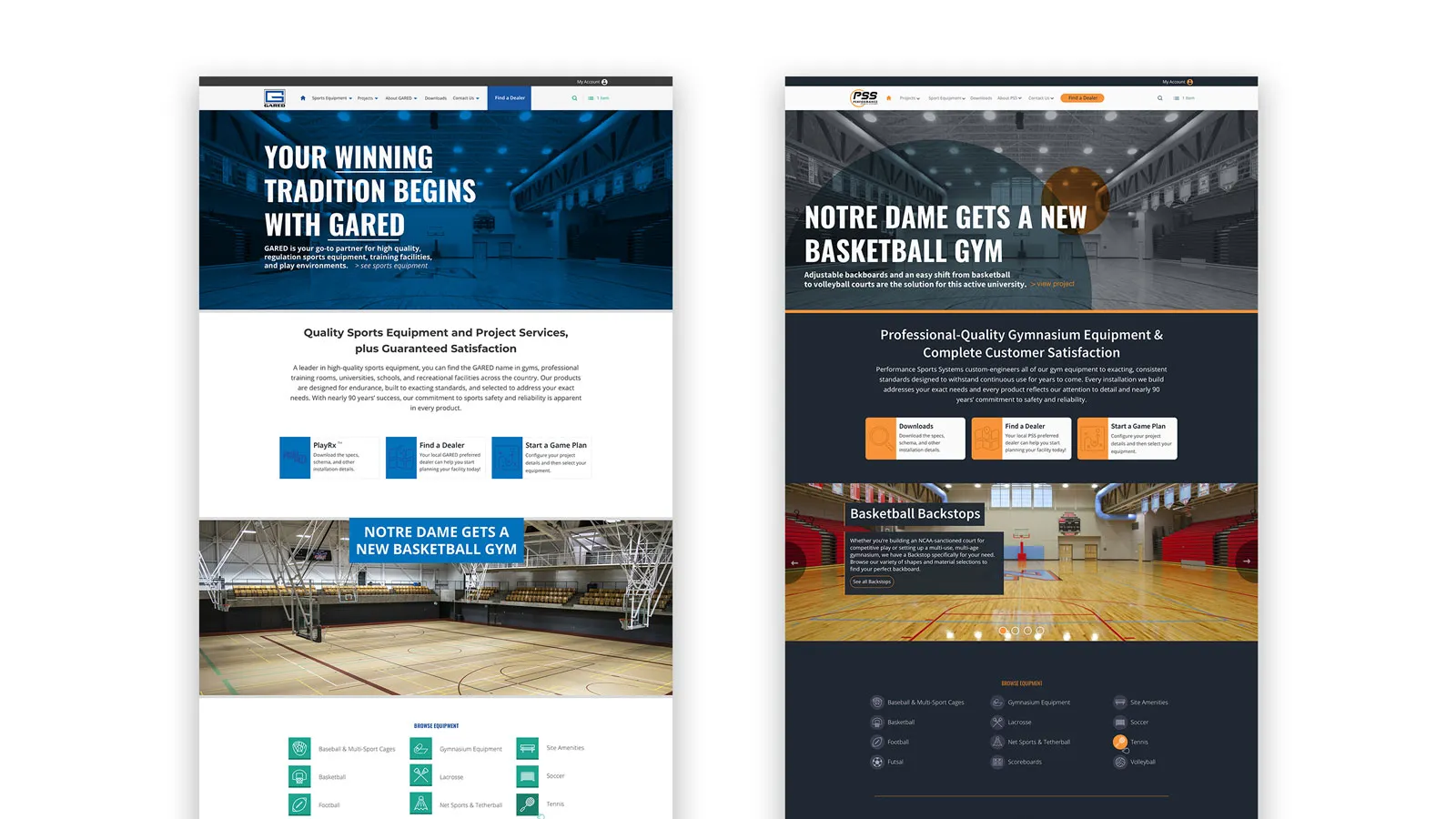 GARED Holdings Website Page Examples