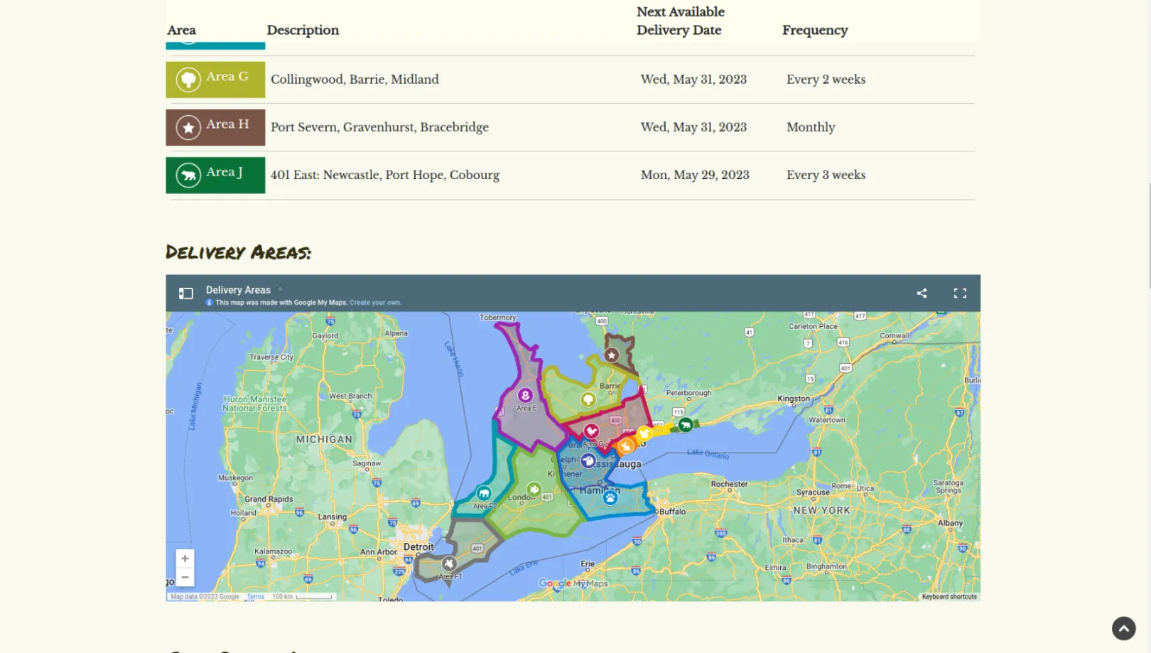 Delivery map