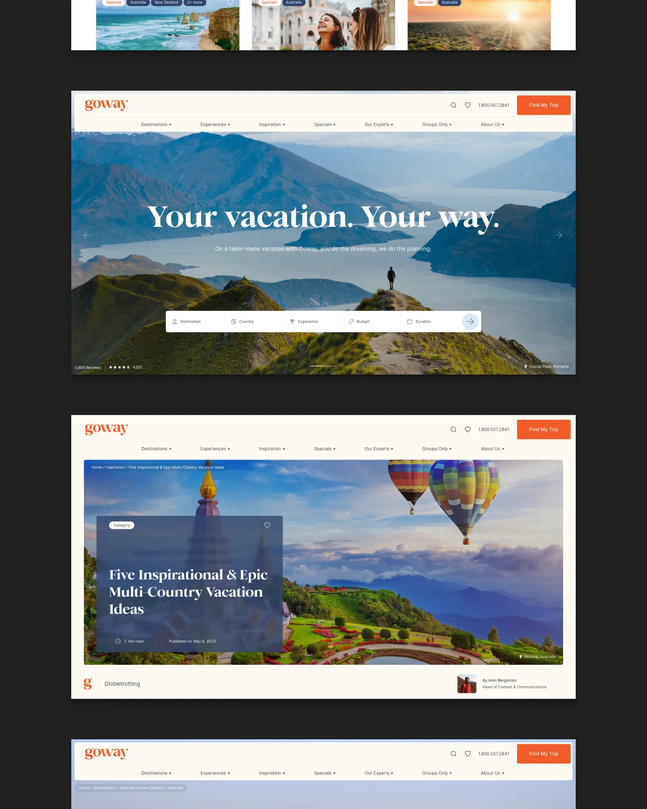 Goway homepage components
