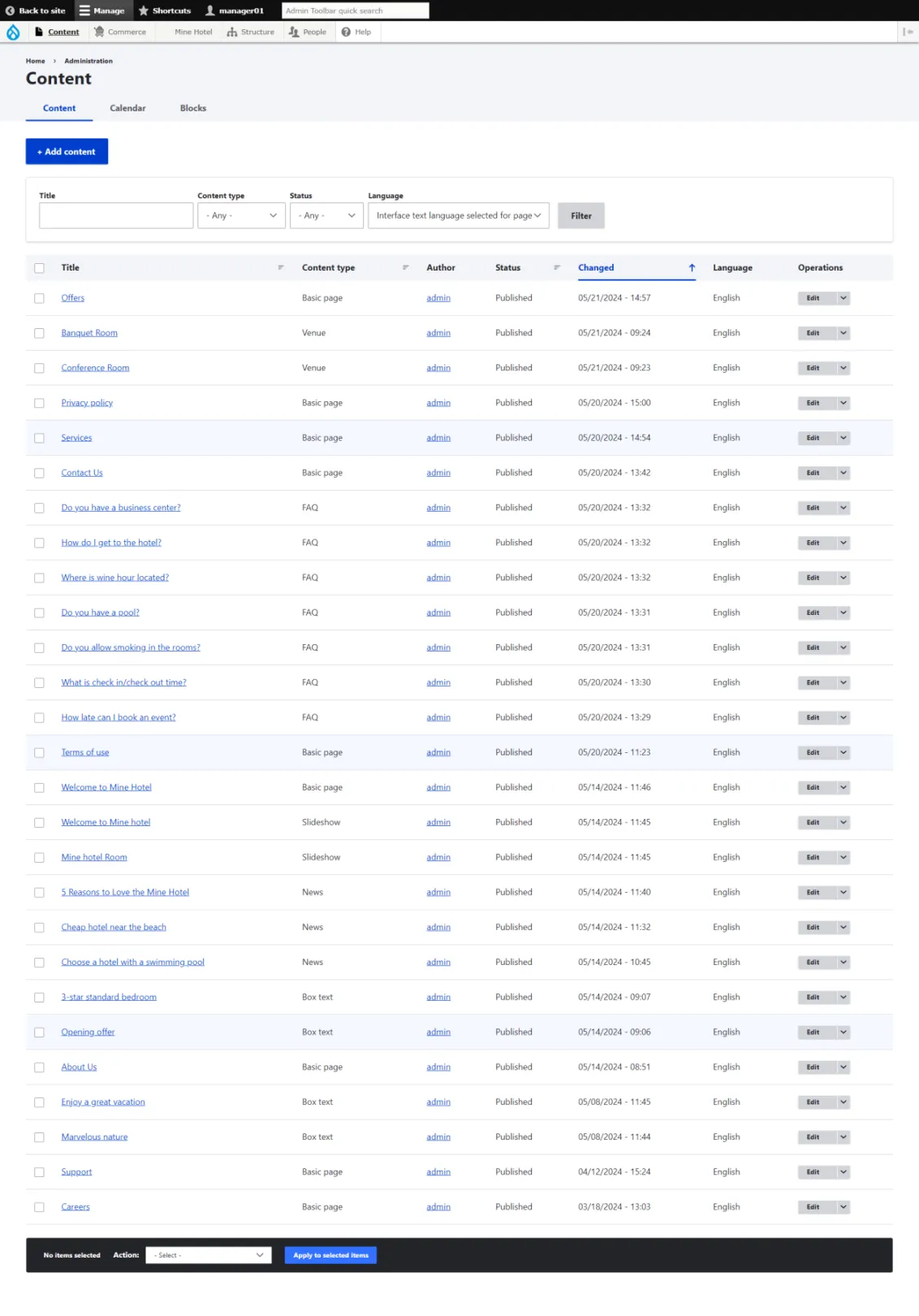 Manage Content
