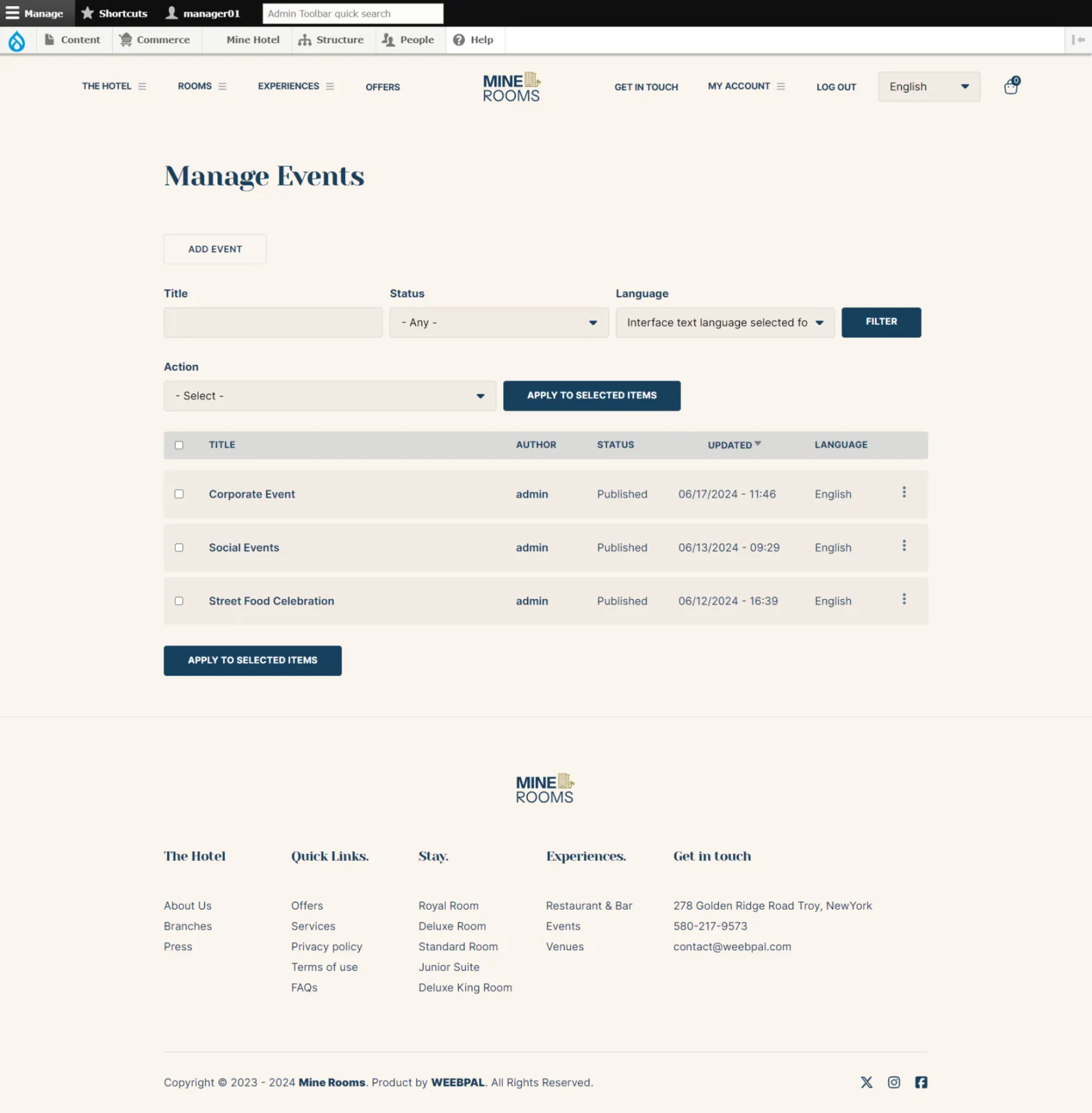 Manage Events