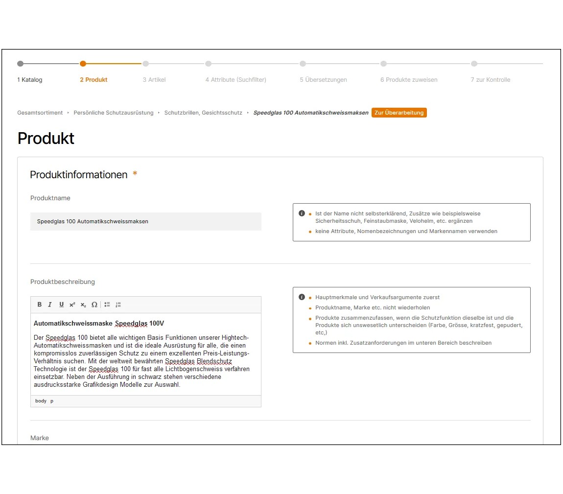 Product creation process - Step 2: Product details (vendor view)
