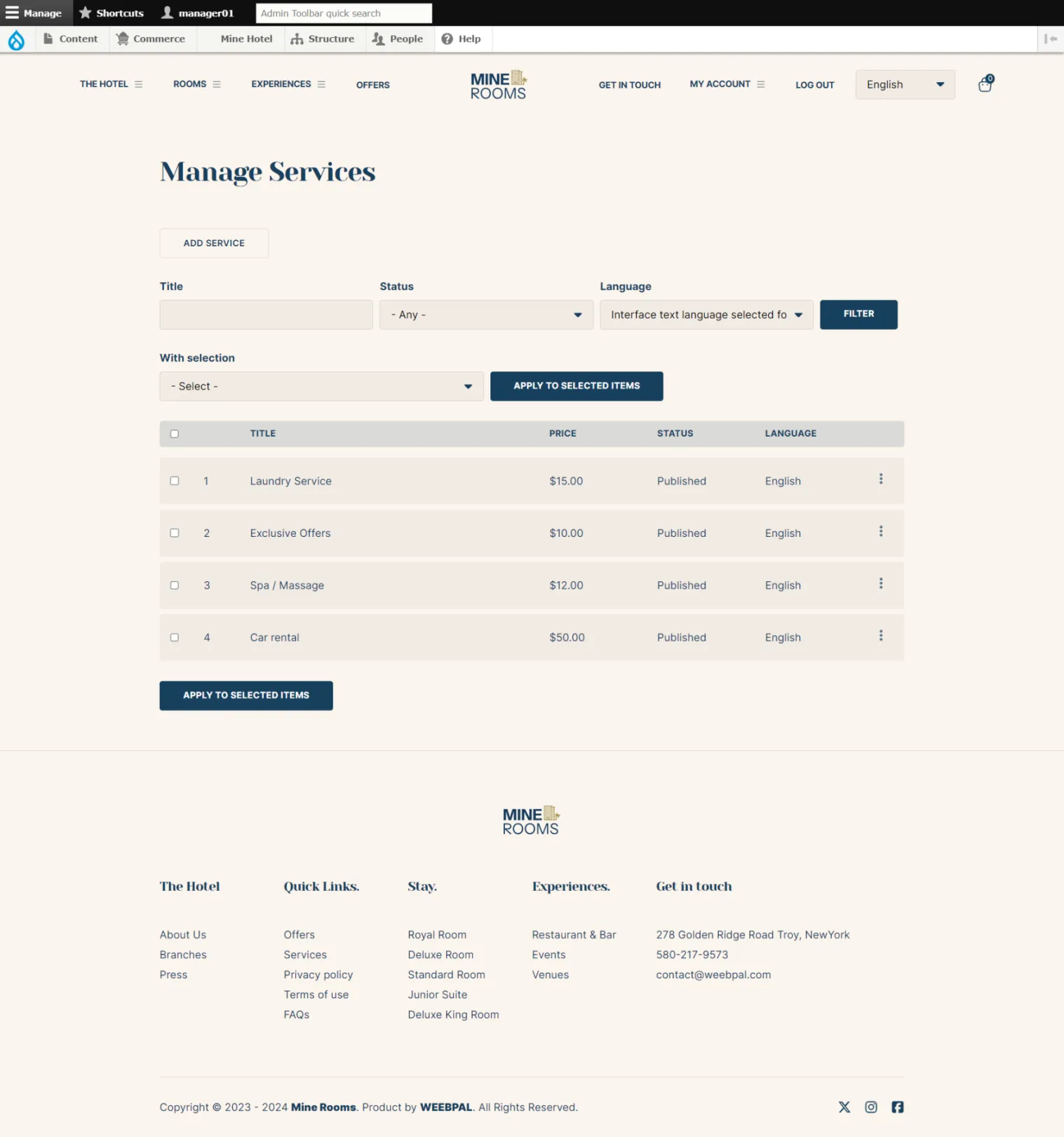 Manage Services