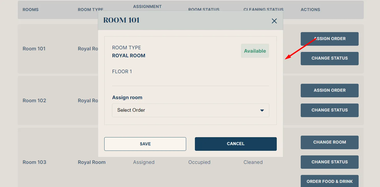 Assign Room Popup