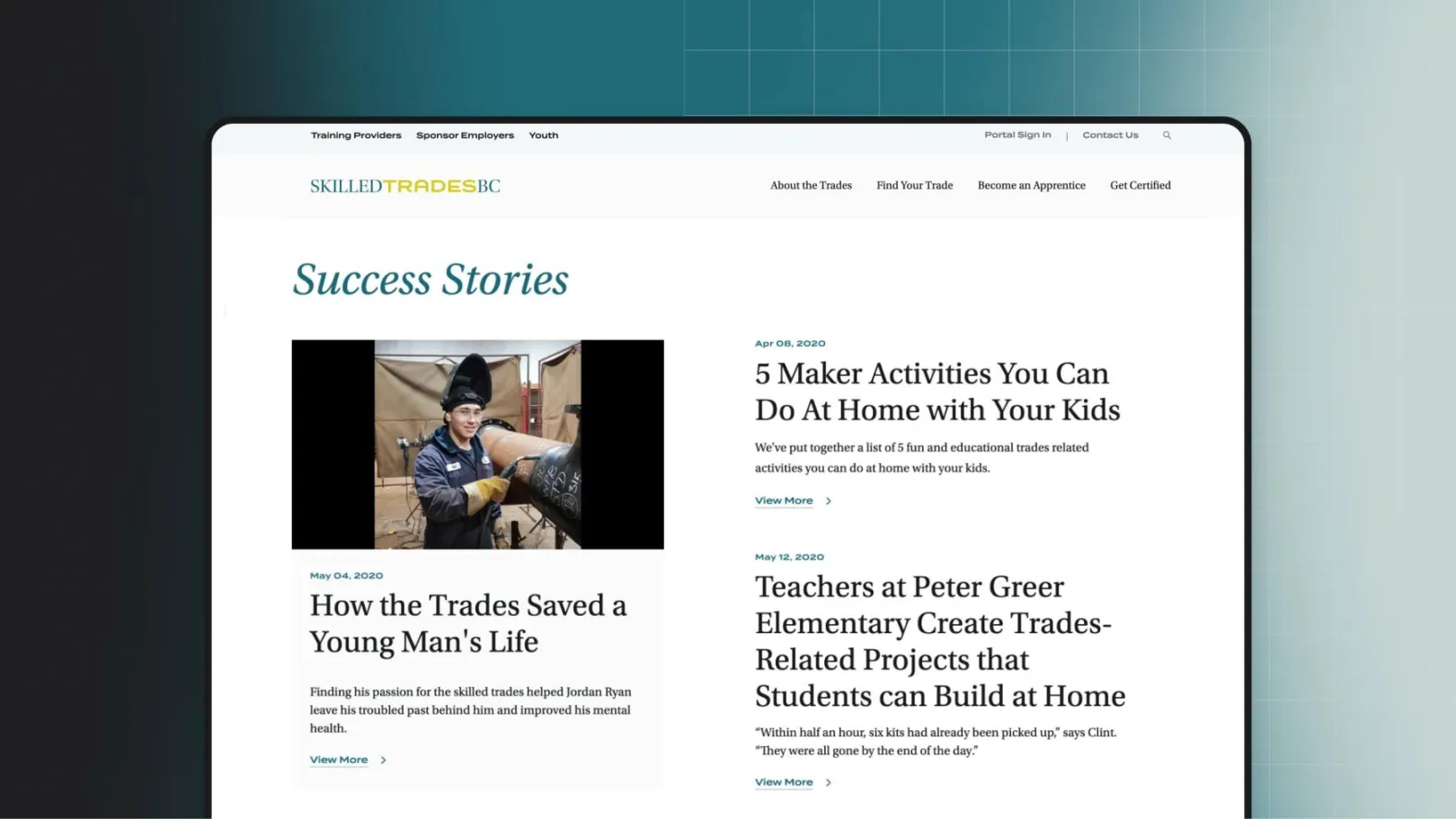 A showcase of SkilledTradesBC News Page