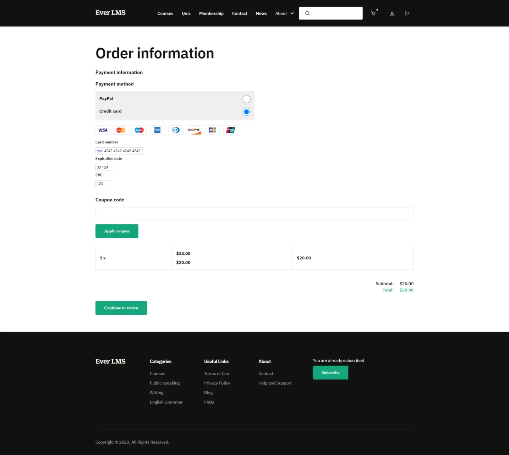Order information