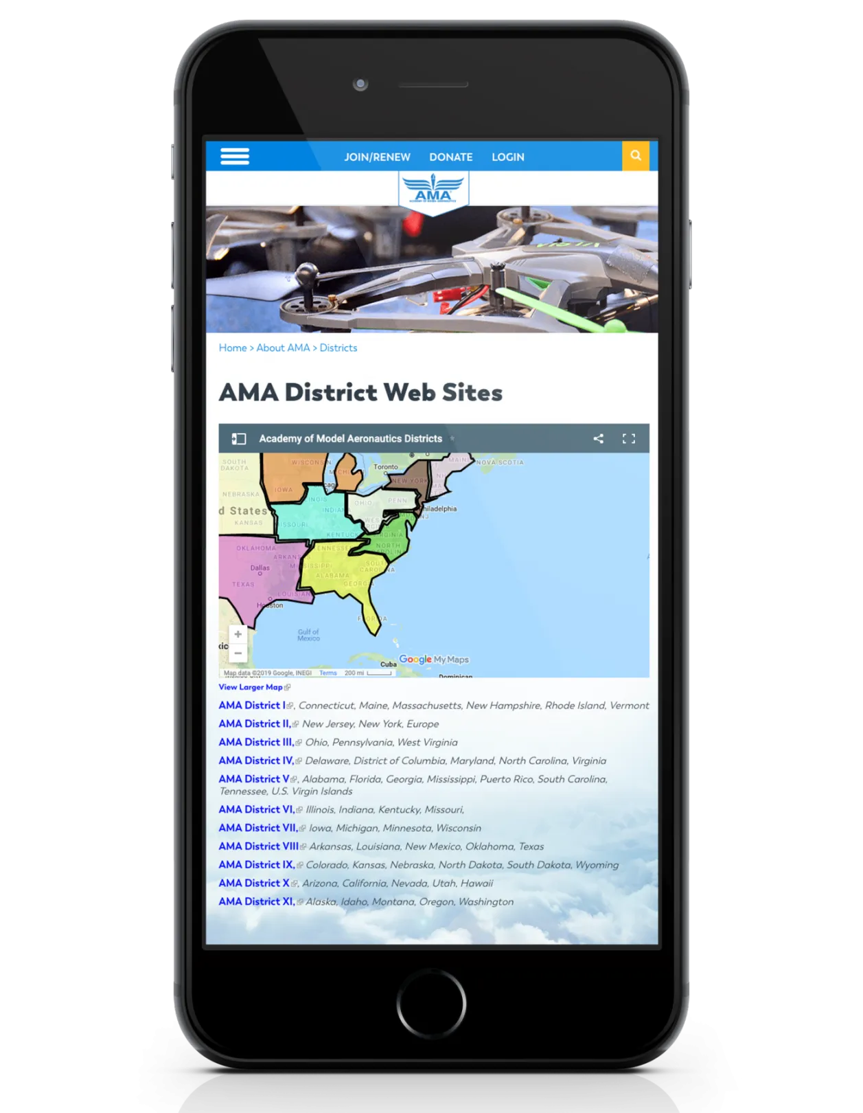 Academy of Model Aeronautics Districts Page in Drupal 8