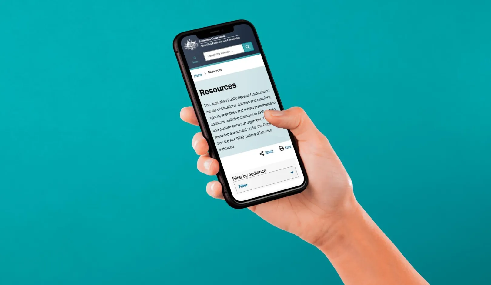 APSC website on mobile