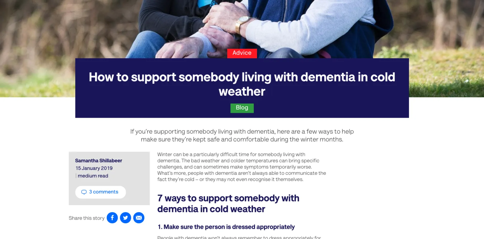 Alzheimer's Society blog post