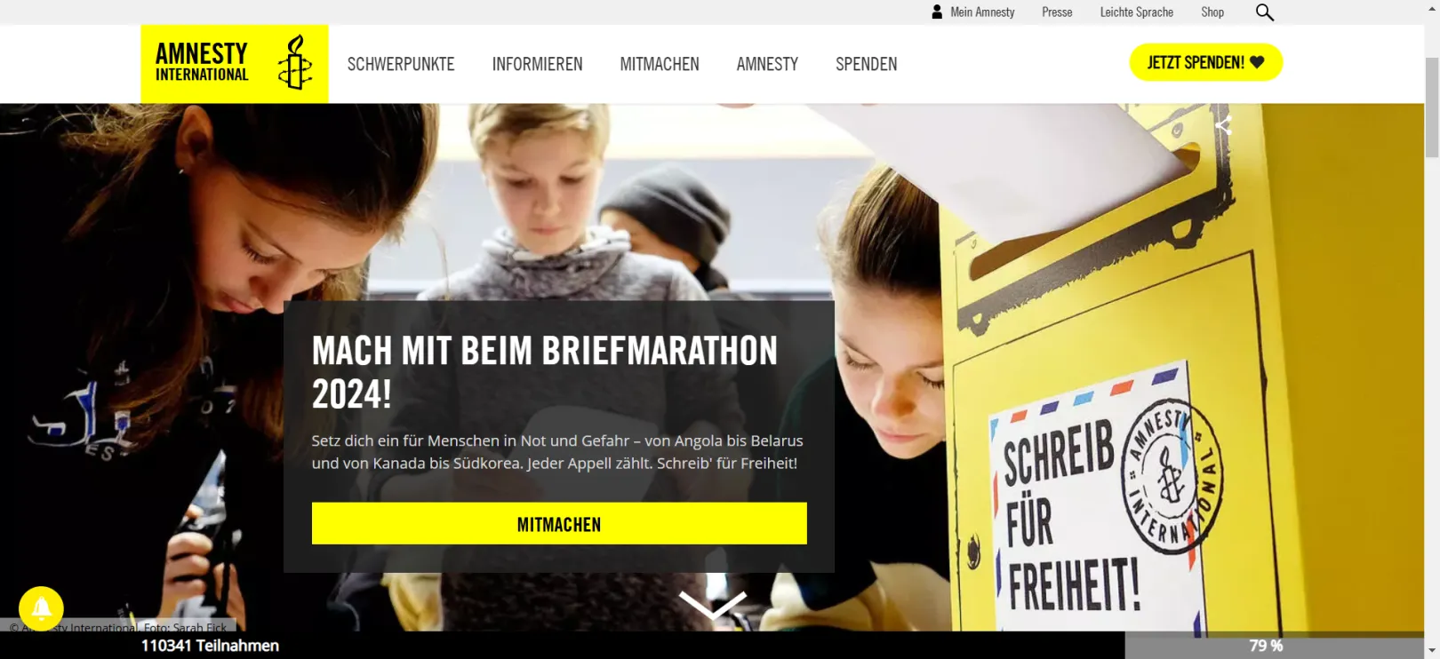 Screenshot www.amnesty.de