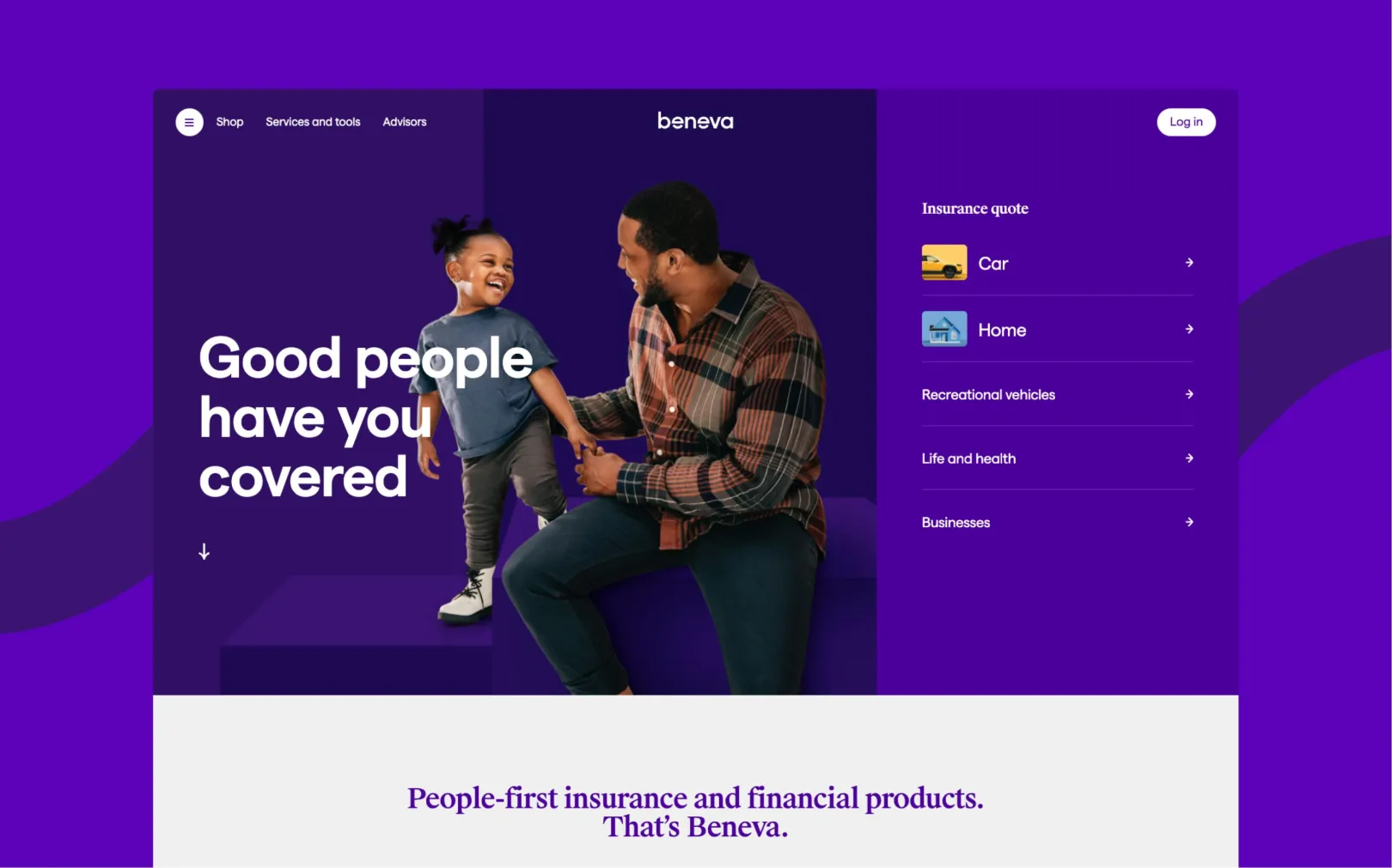 Screenshot of the Beneva.ca main page