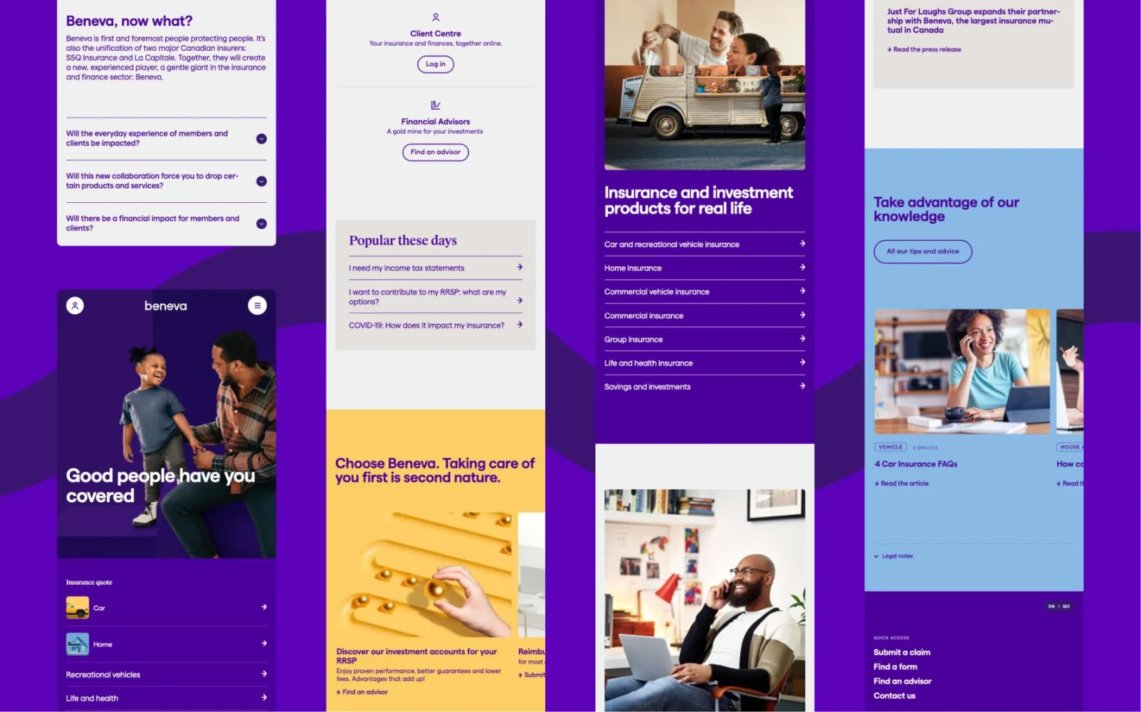 A showcase of Beneva.ca mobile pages