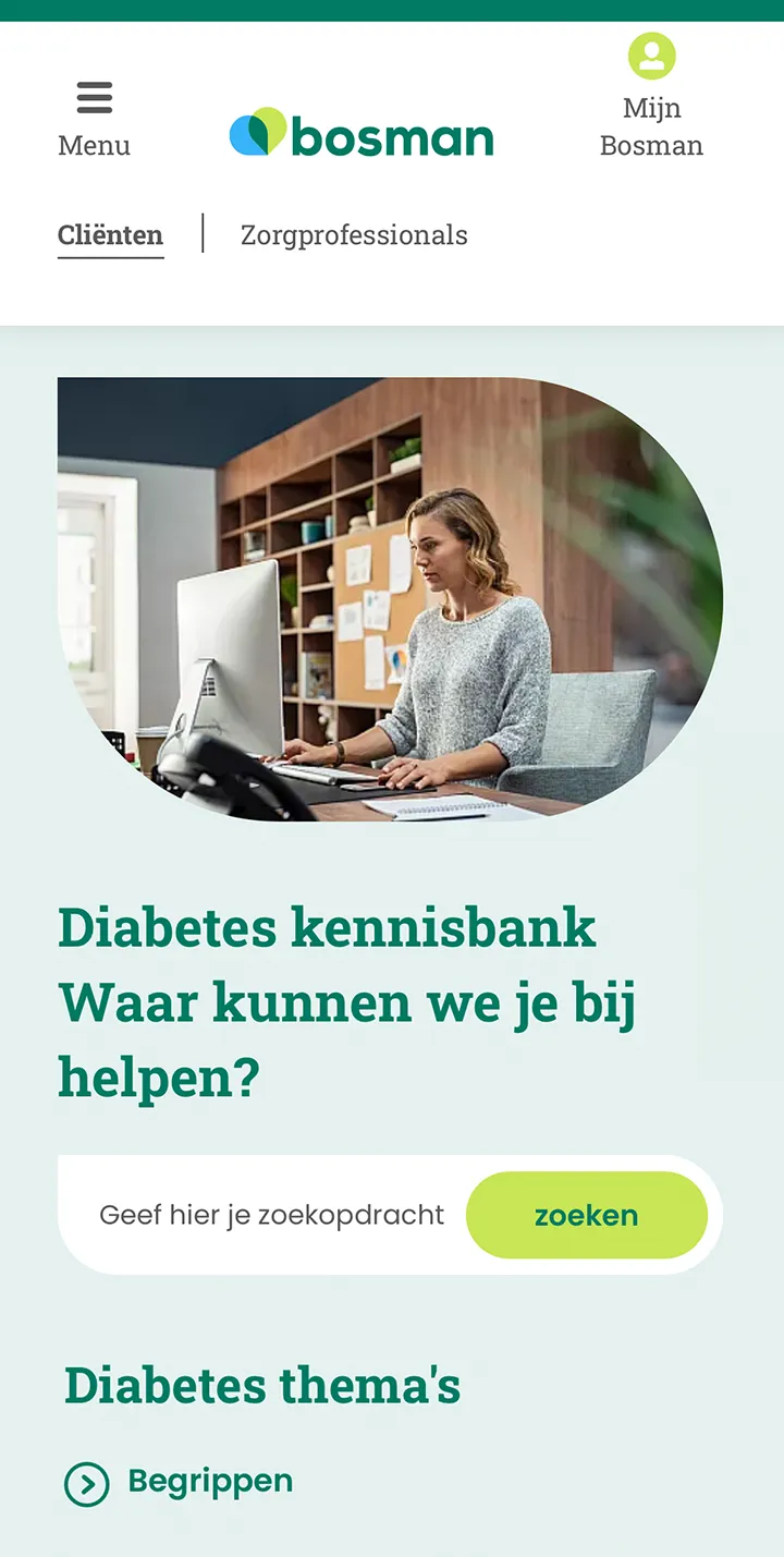 Screenshot of Bosman.com website mobile