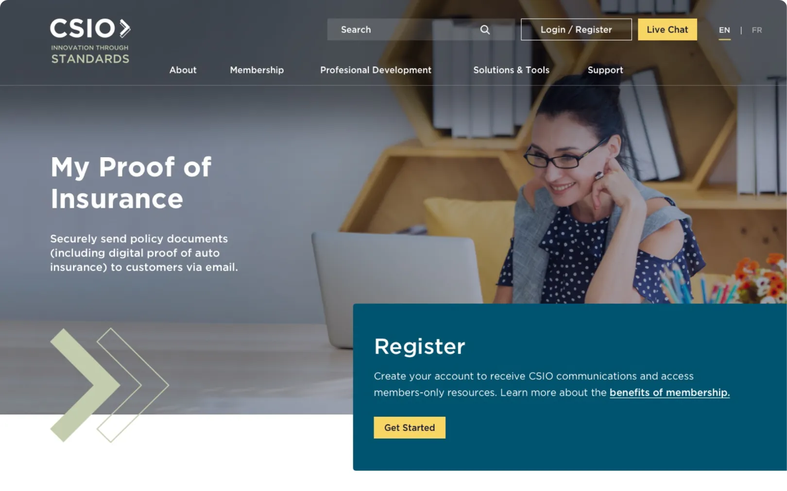 screenshot of CSIO website homepage