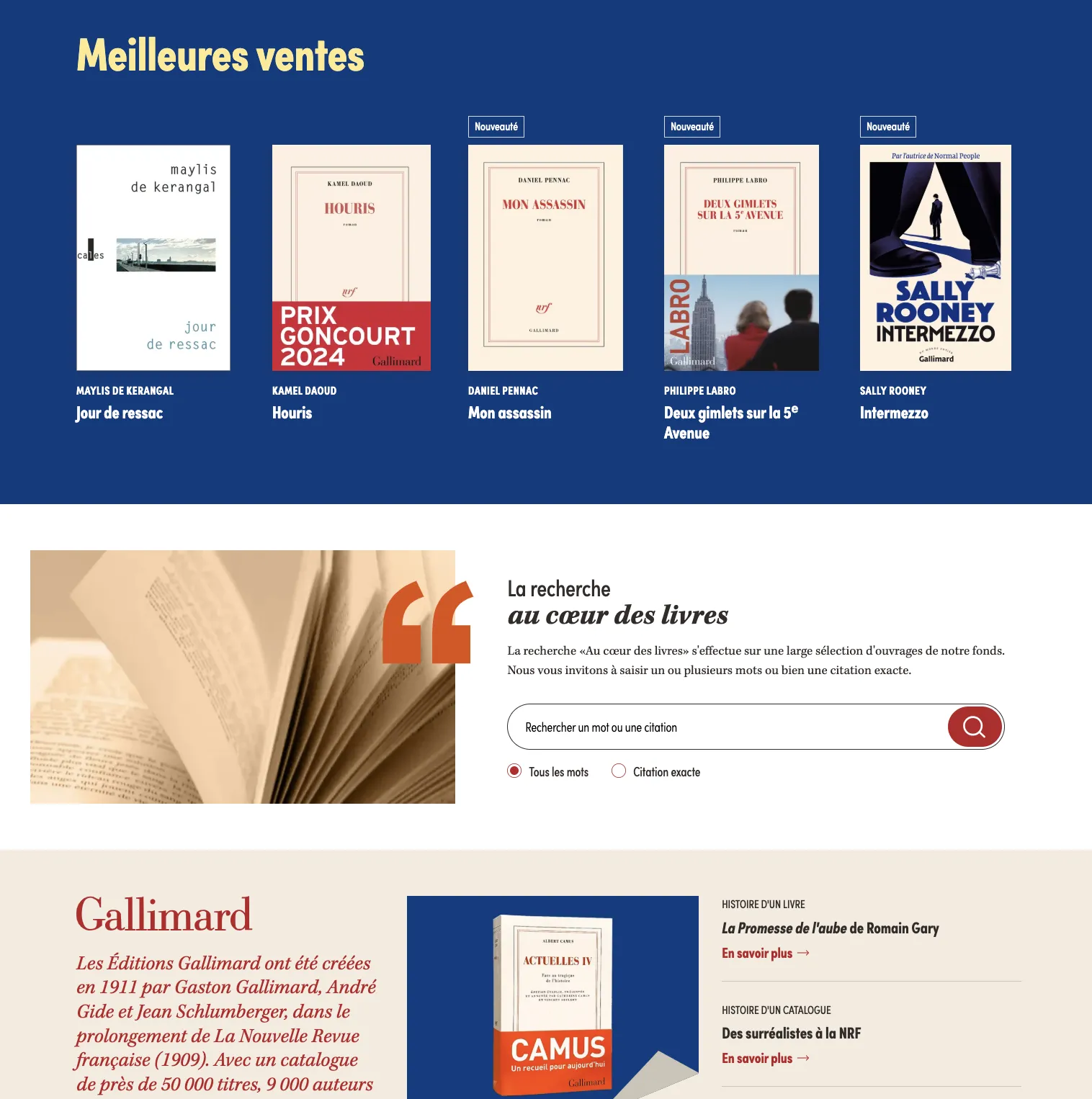 Screenshot of a page showing the best selling books