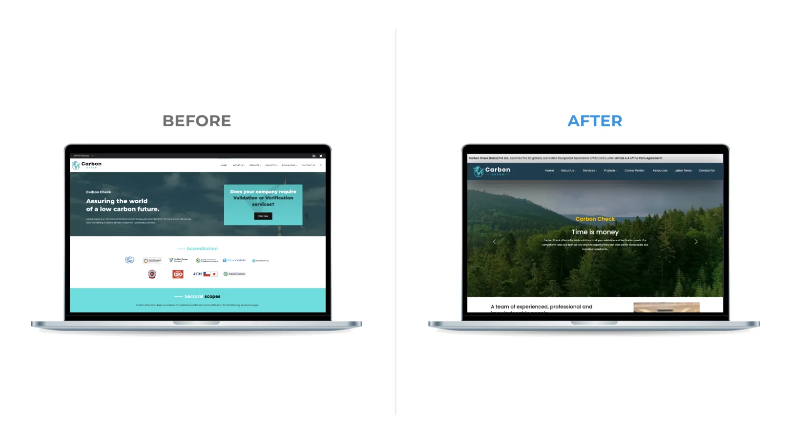 Carbon Check Before & After Comparison