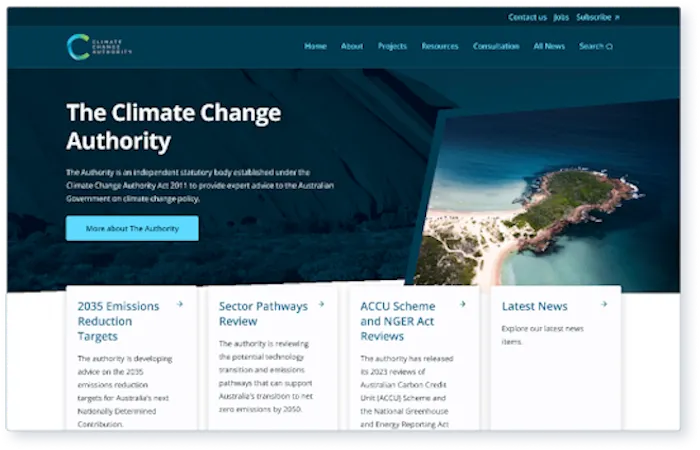 Climate Change Authority website - homepage