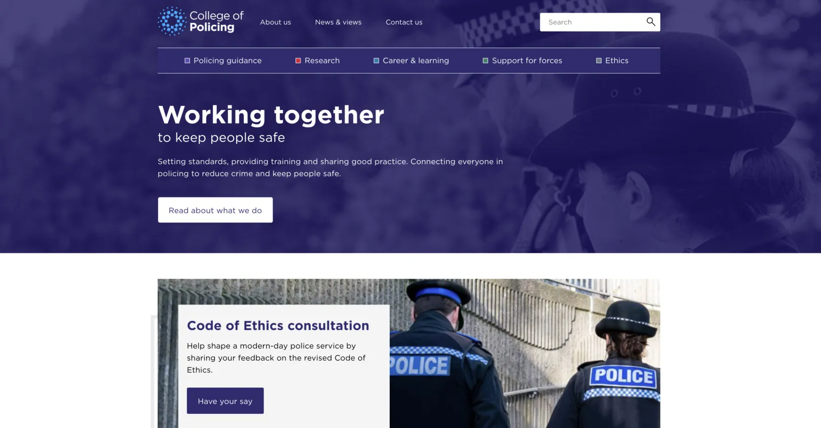 College of Policing home page