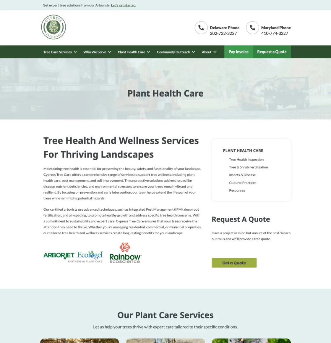 Cypress Service Page