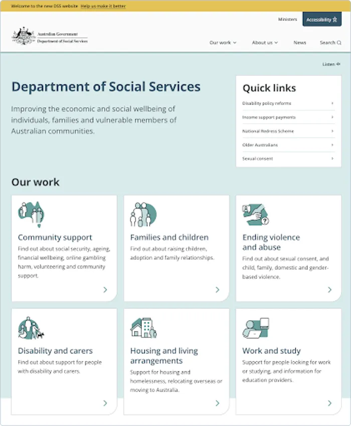 Department of Social Services - homepage.