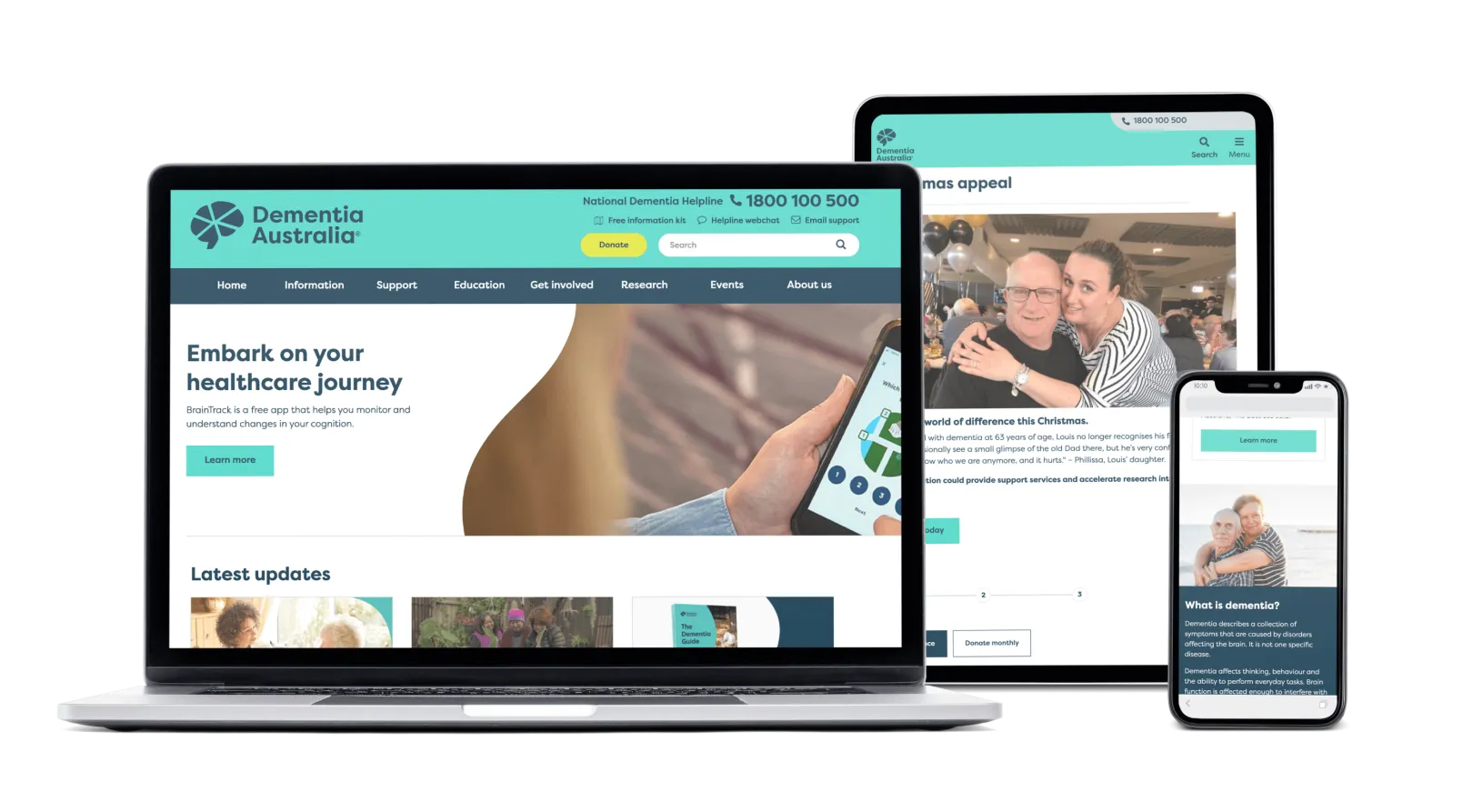 Dementia Australia website screenshots