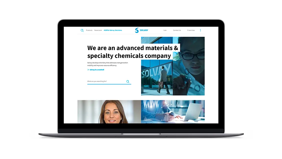 Solvay's homepage screenshot on a desktop computer