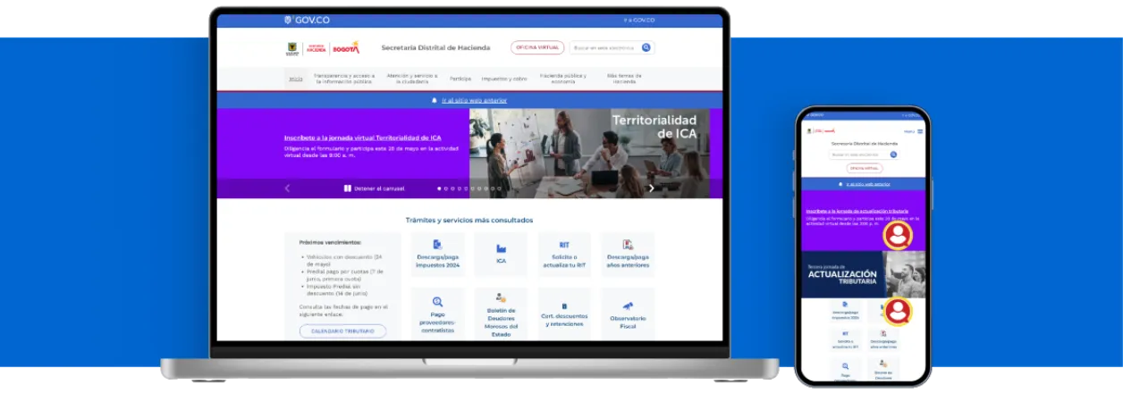 District Treasury Department homepage interface.