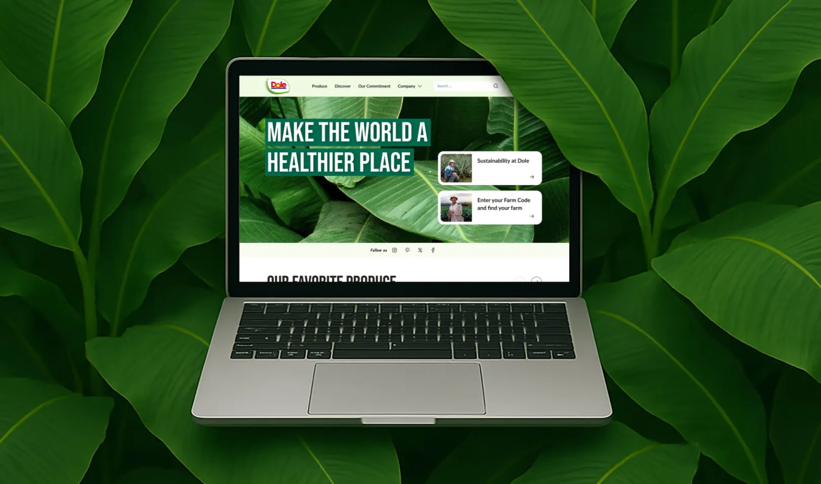 Website of Dole, provided as a mockup on laptop display