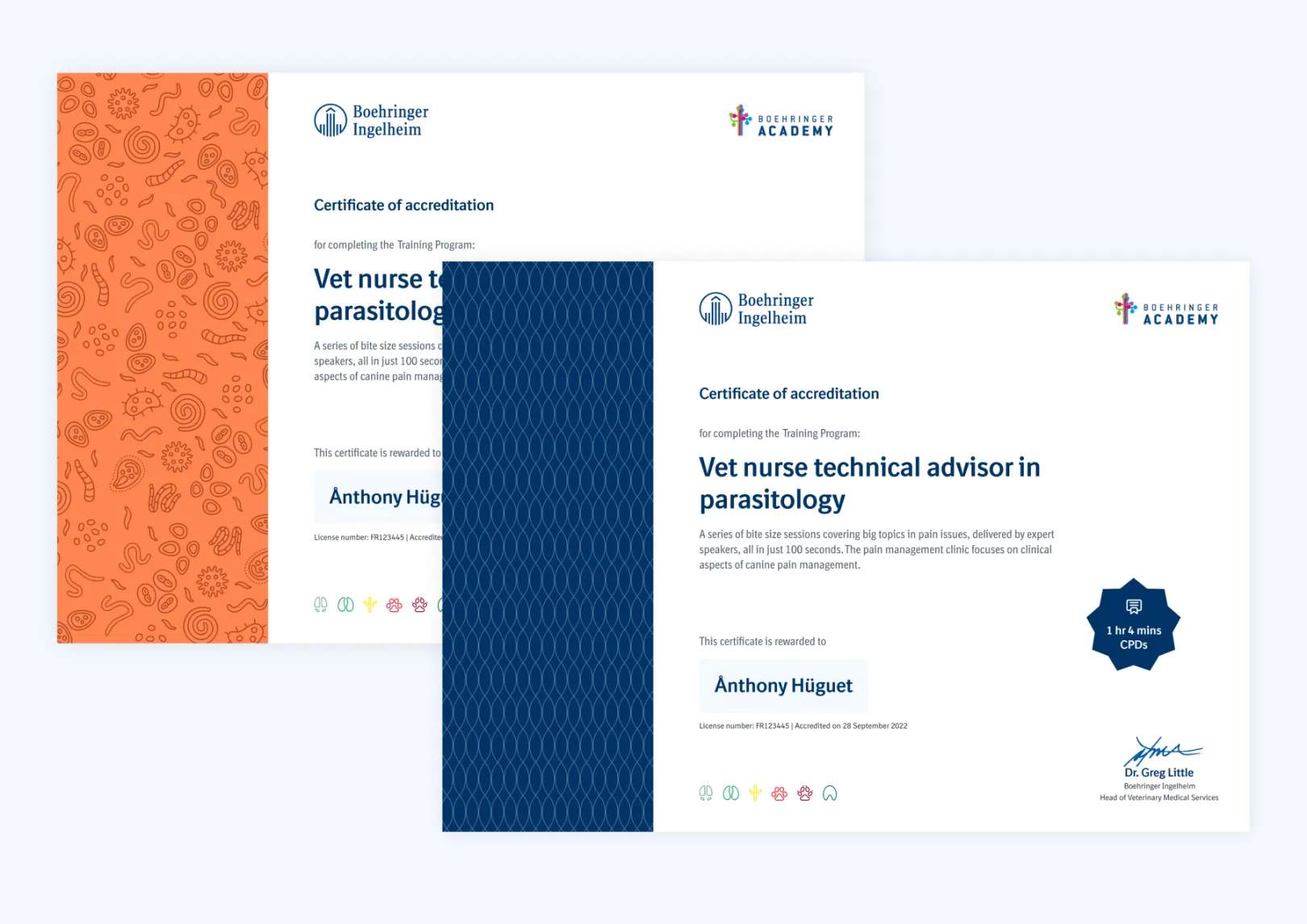 Image showing the learning certificate of the B2B learning platform of Boehringer Ingelheim, provided by Factorial GmbH.