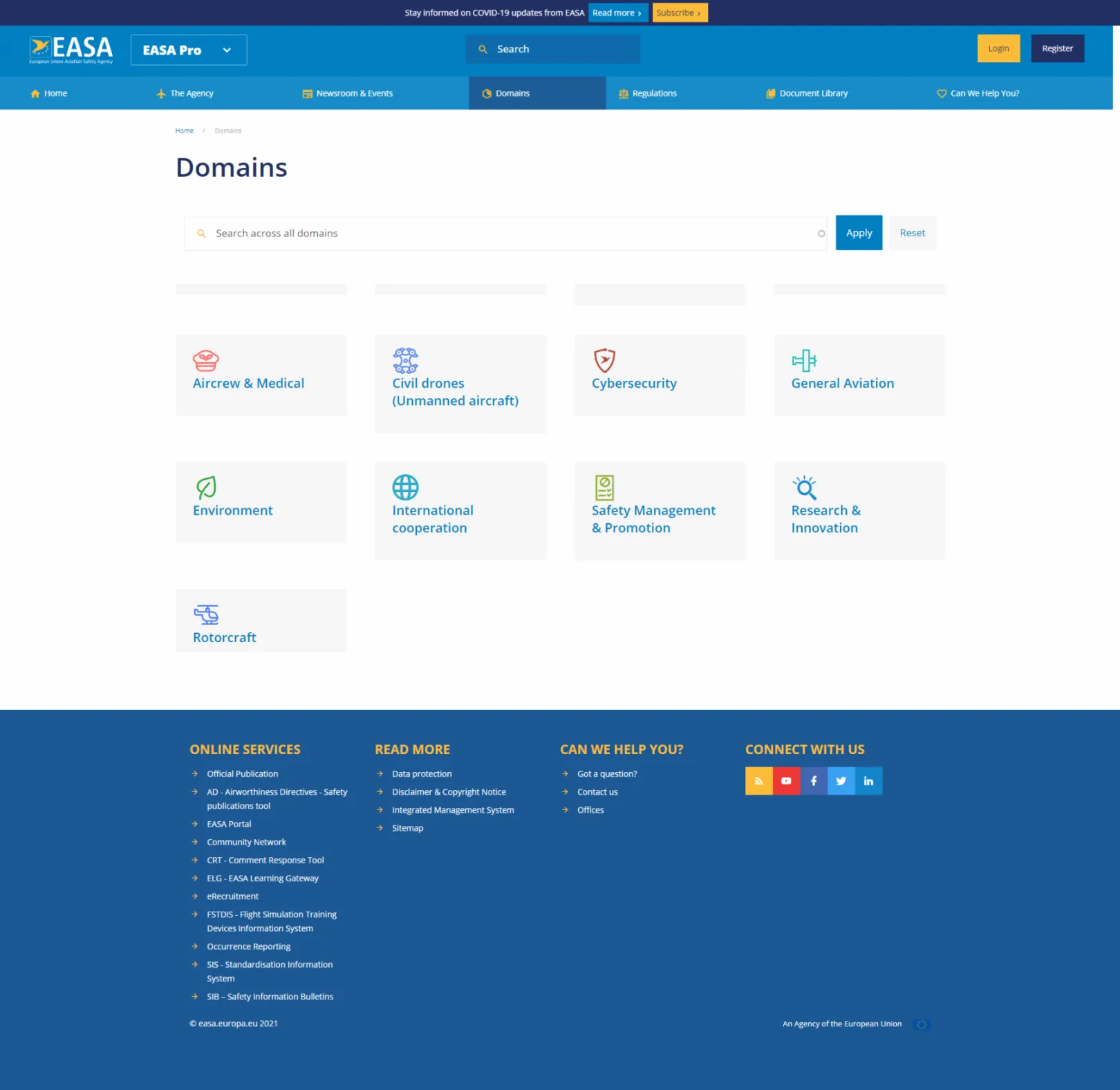 Domains of EASA's website