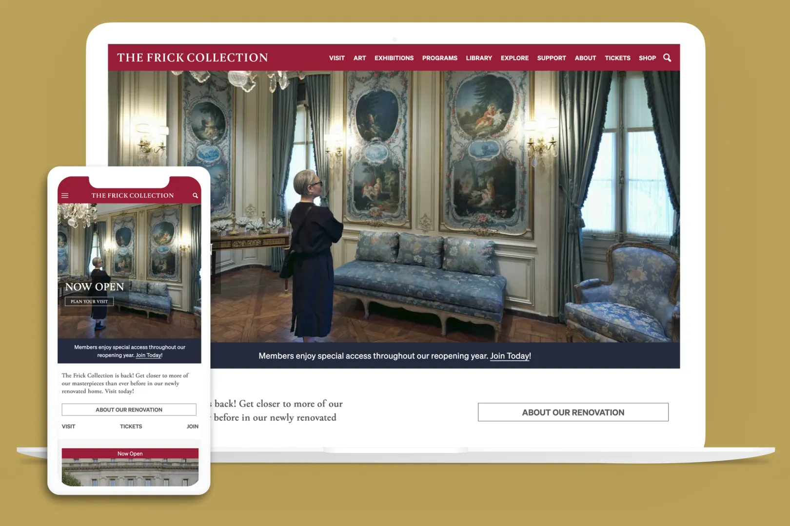 The Frick Collection website on multiple devices