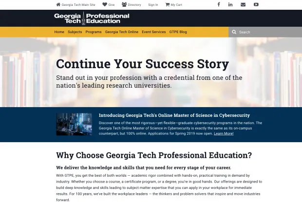 GTPE homepage screenshot