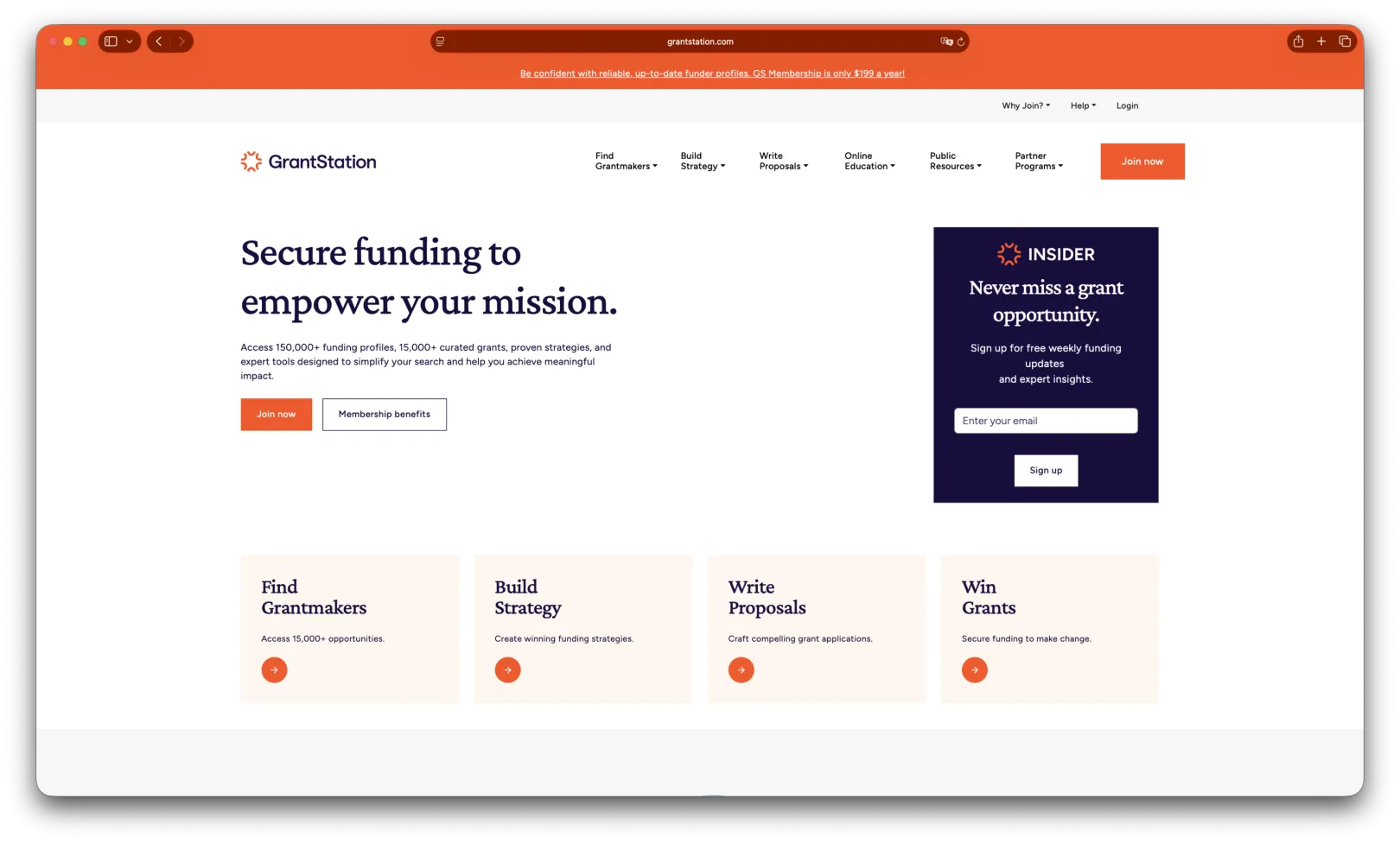 GrantStation developed by DevBranch agency