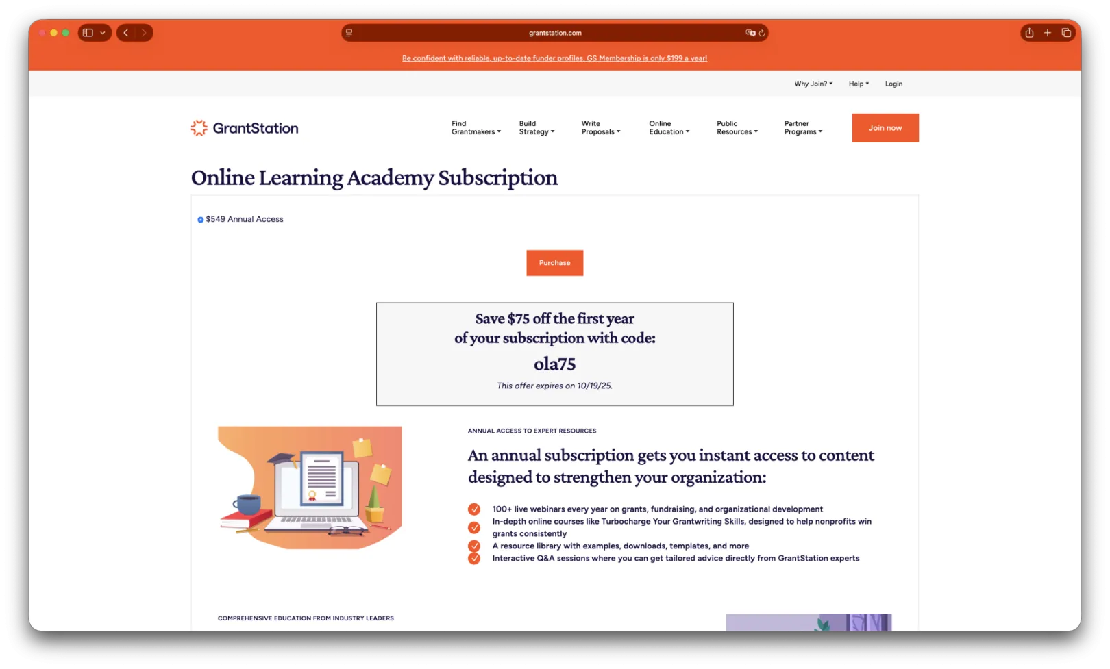 GrantStation developed by DevBranch agency