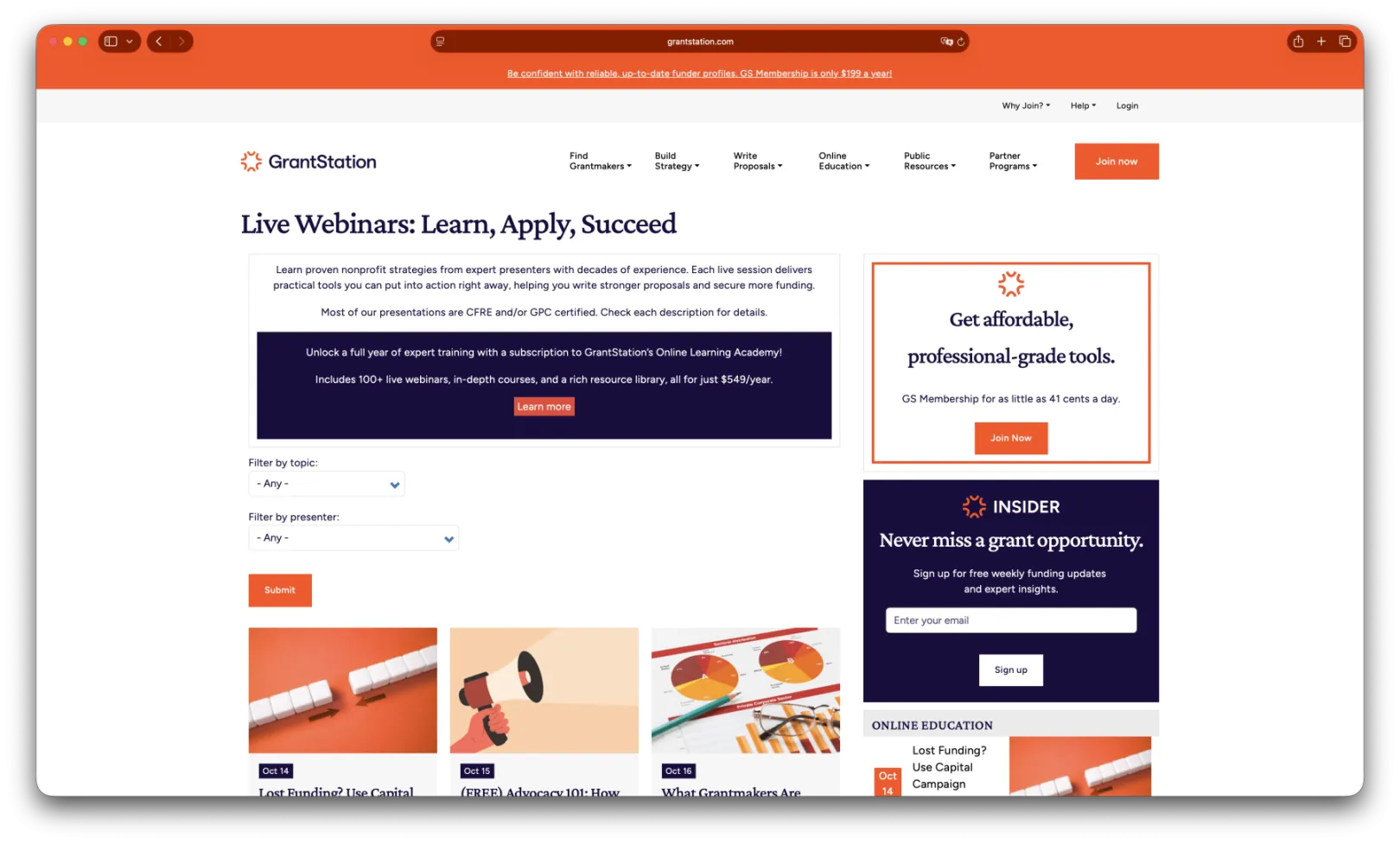 GrantStation developed by DevBranch agency