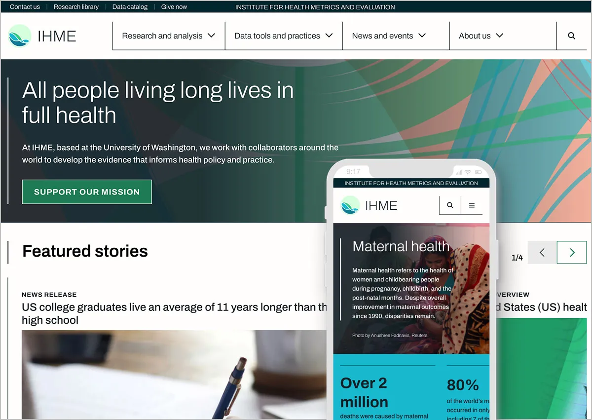 Institute for Health Metrics and Evaluation homepage preview
