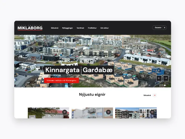 Screenshot showing a page from the Miklaborg website.