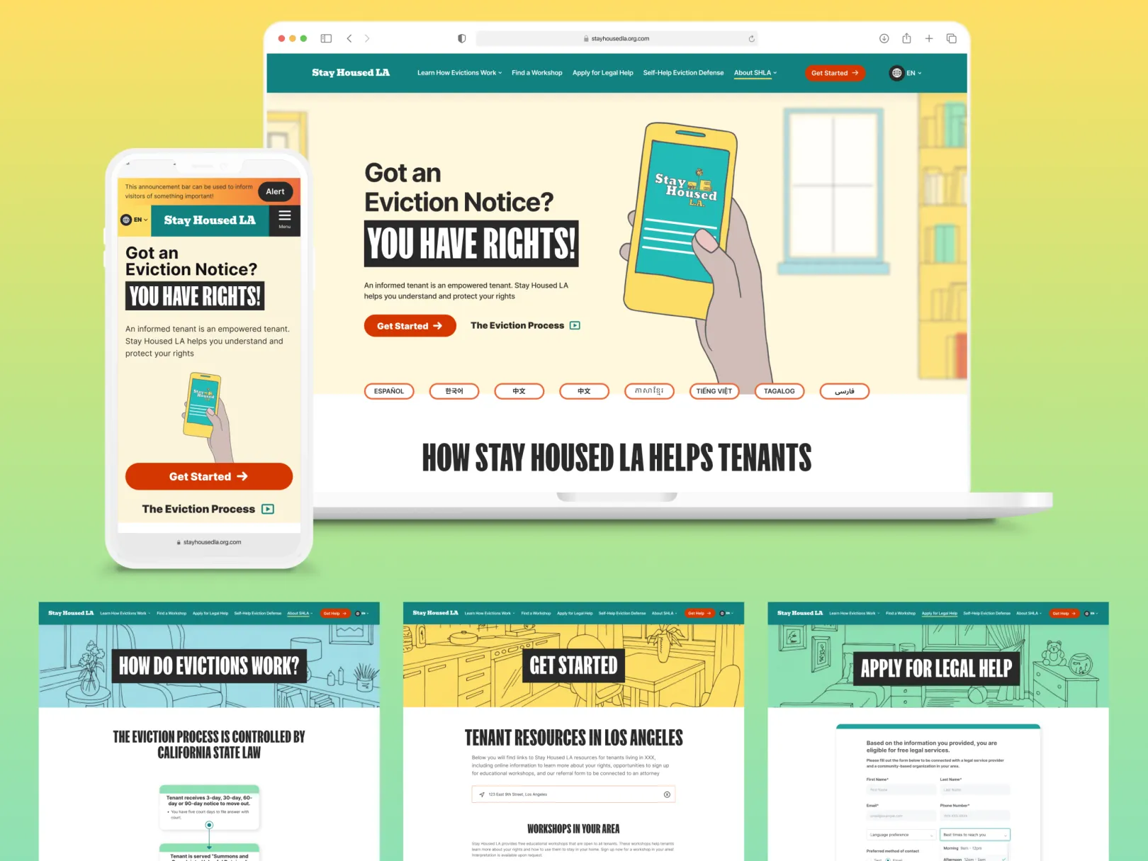 Image of the SHLA Homepage on Desktop and Mobile