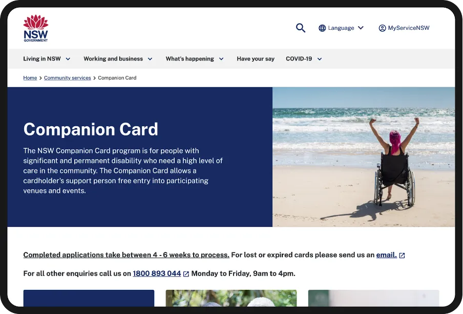 Image of Companion Card homepage