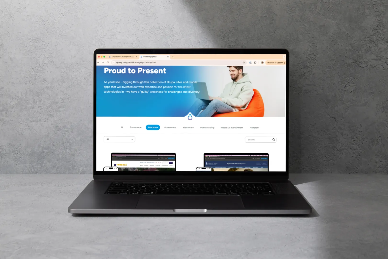 New OPTASY Website on laptop