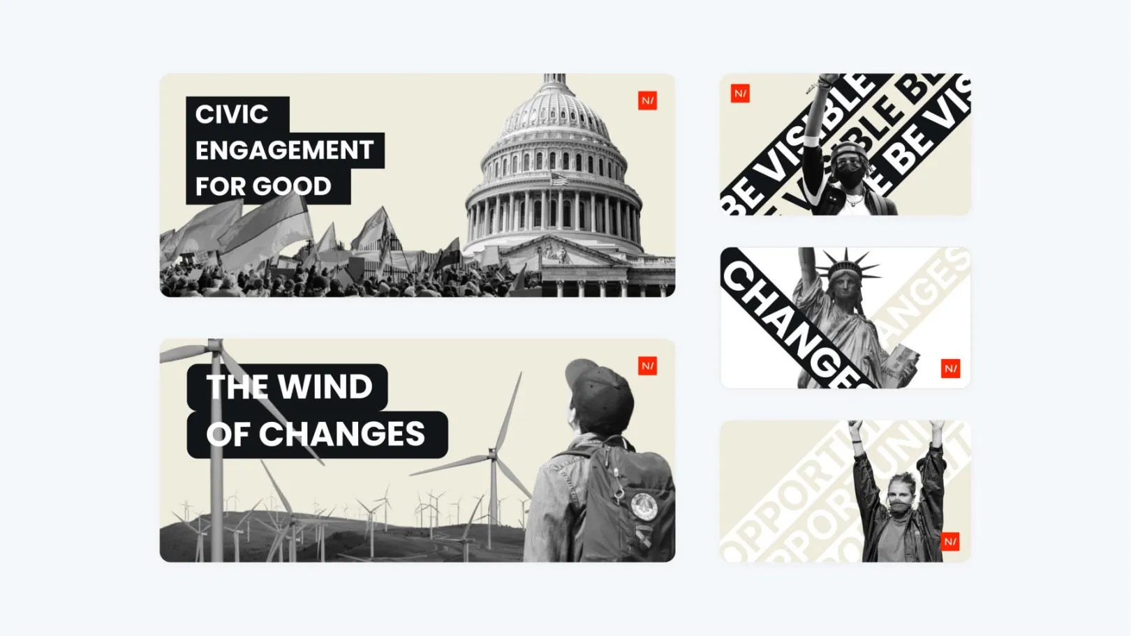 Screenshot of the New/Mode graphics promoting civic engagement