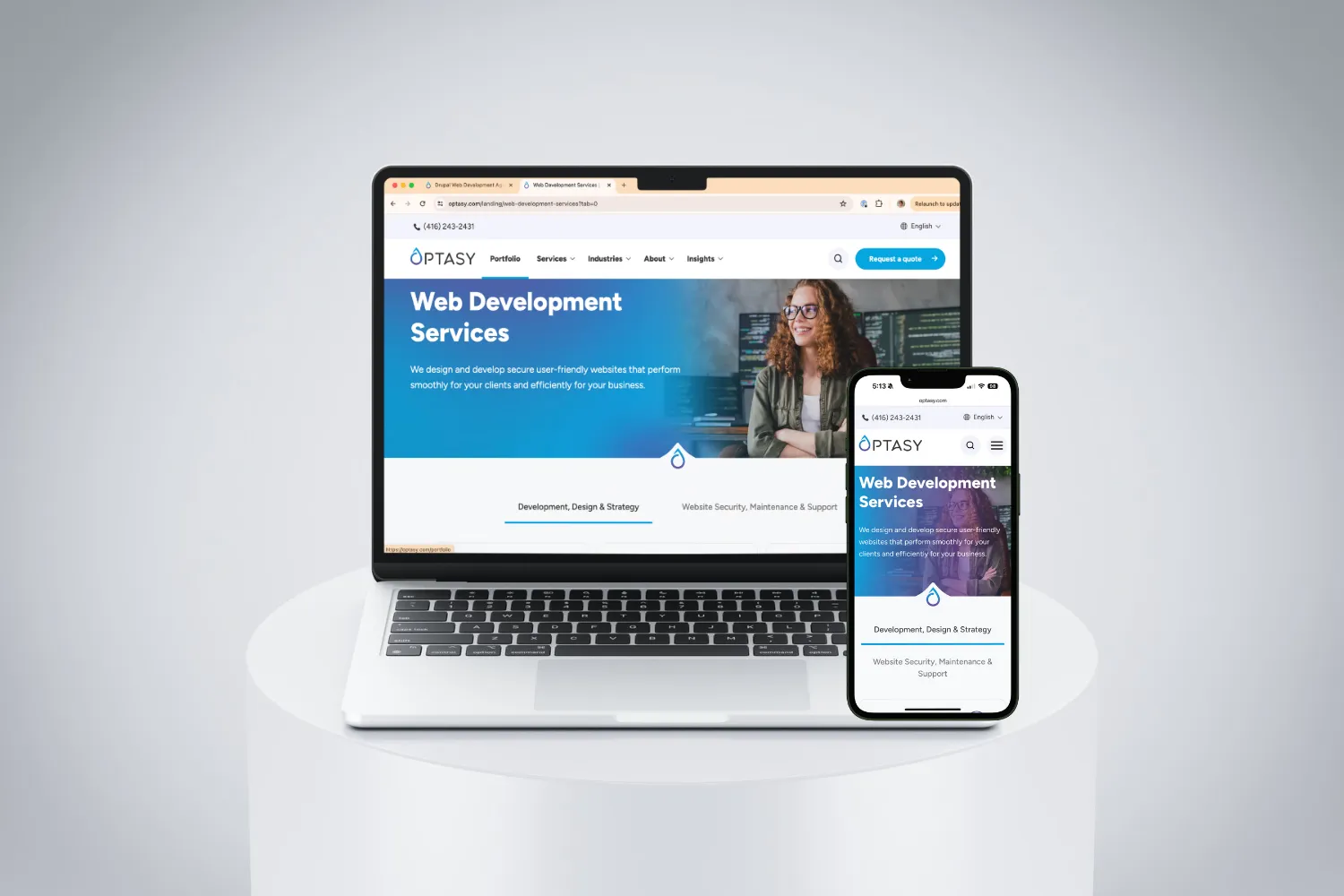 New OPTASY Website on laptop and mobile