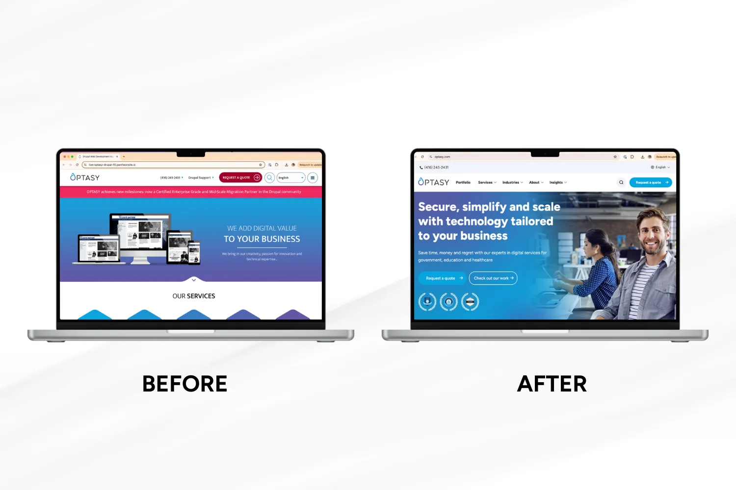 Before and After Redesigning OPTASY Website